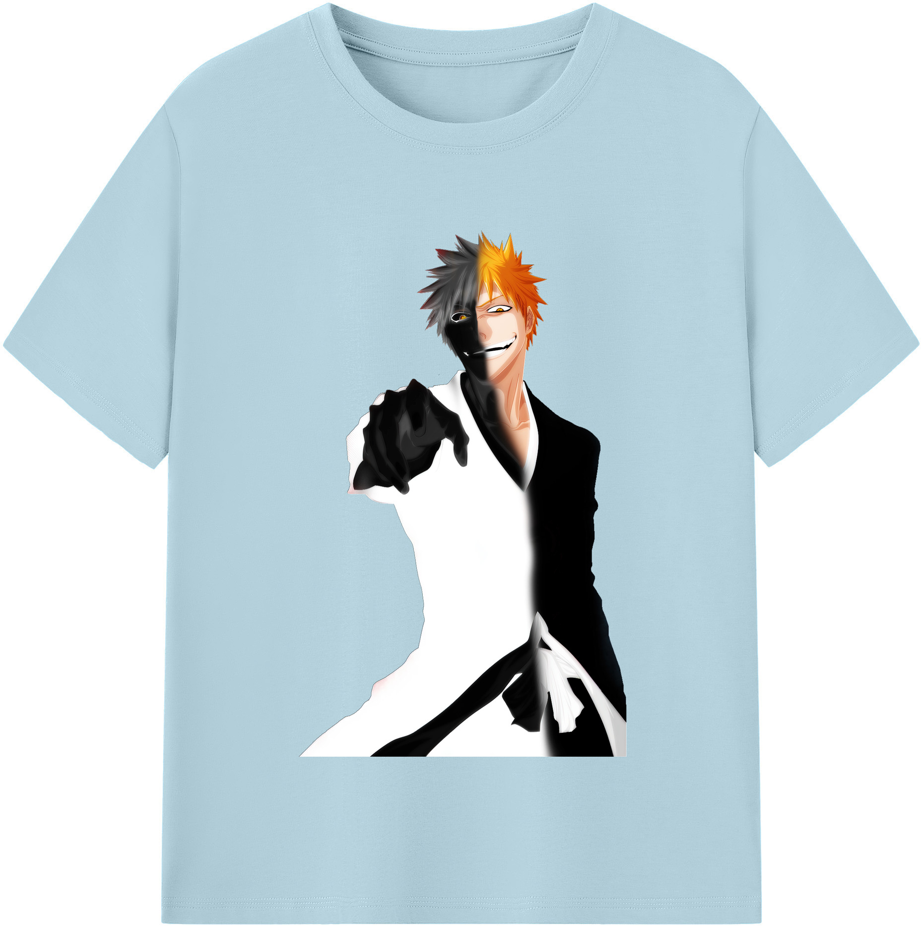 （画像用） ブリーチ 黒崎一護（くろさき いちご）BLEACH Kurosaki Ichigo 綿100％半袖Tシャツ（フロントプリント）